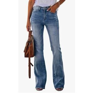 Koinshha Womens High Waisted Flare Stretch Boyfriend Bootcut Casual Denim Pants